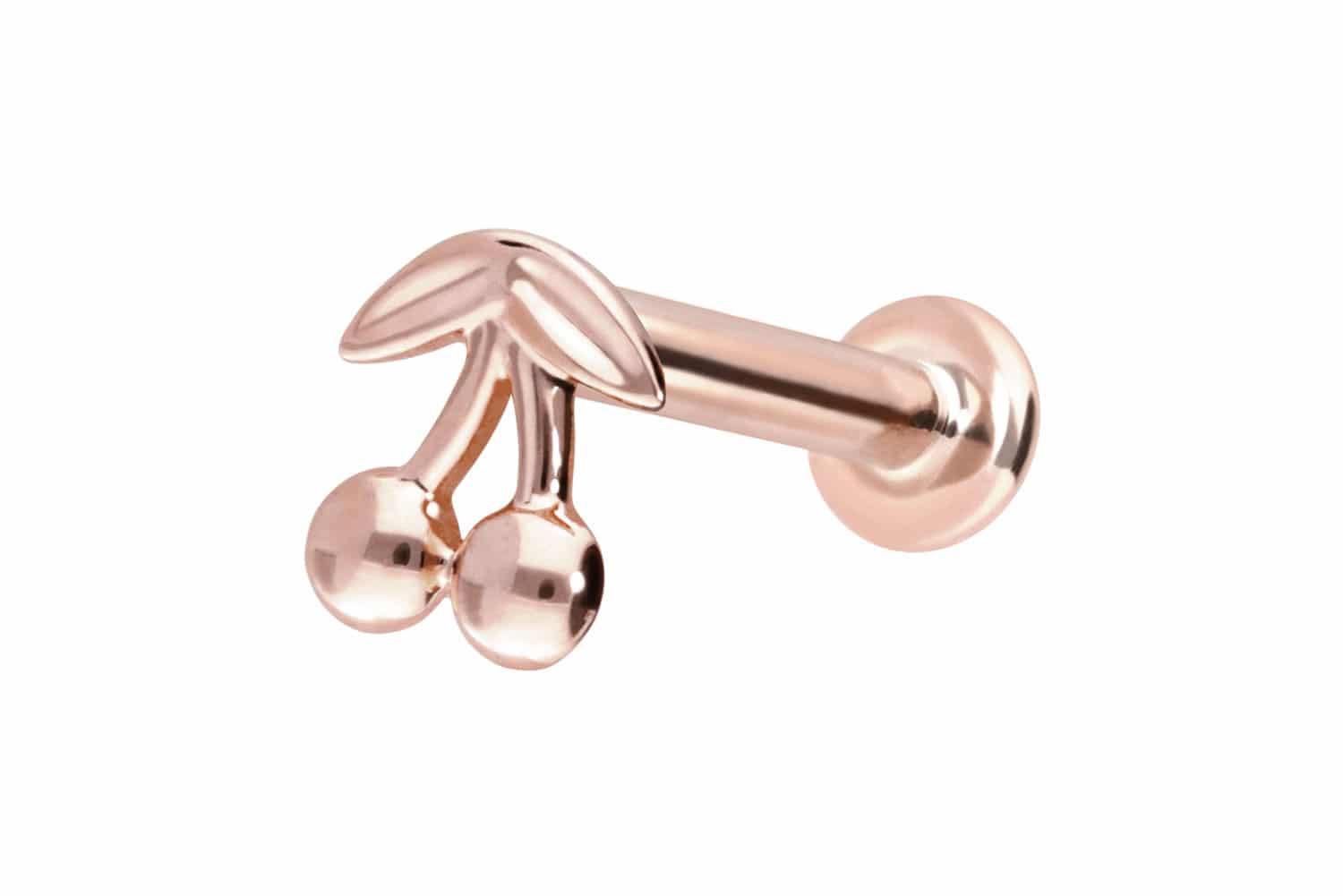 14 Karat Gold Labret Piercing mit Push Fit KIRSCHEN